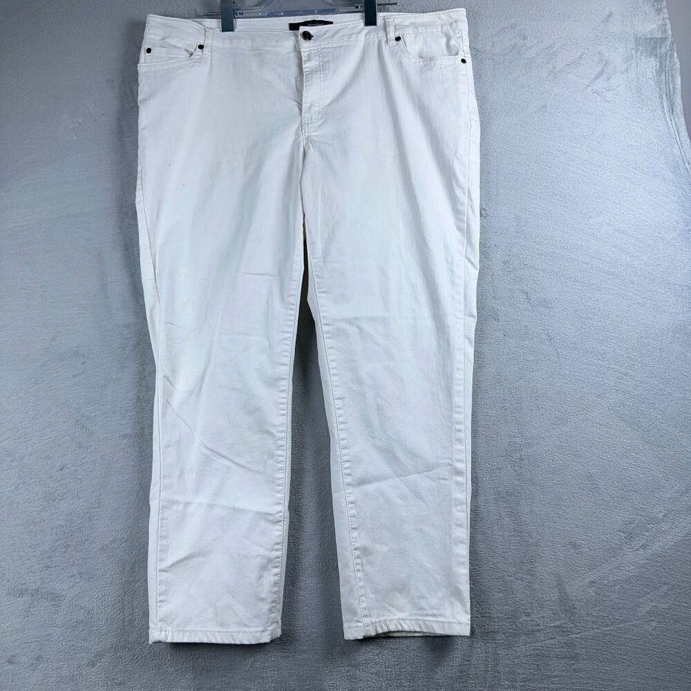 Denim 24/7 Straight Cropped Jeans Mid Rise Stretch Womens White Size 20W
